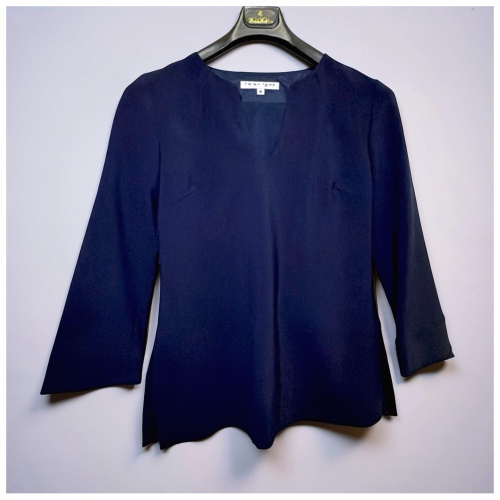 Trina Turk Navy 2-Piece Pants Set | 3/4 Sleeve Top + Tailored Pants | 6 | NWT